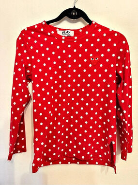 PLAY  comme des garçons Long Sleeve Polka Dot Tee Size Medium